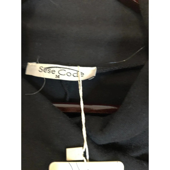 SeSe Code Black & White Long Sleeve Asymmetric Floral Longline Tunic Top Size M - Picture 8 of 10